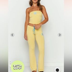 SOLD NWOT omighty aloha boob tube in butter & aloha pants in butter